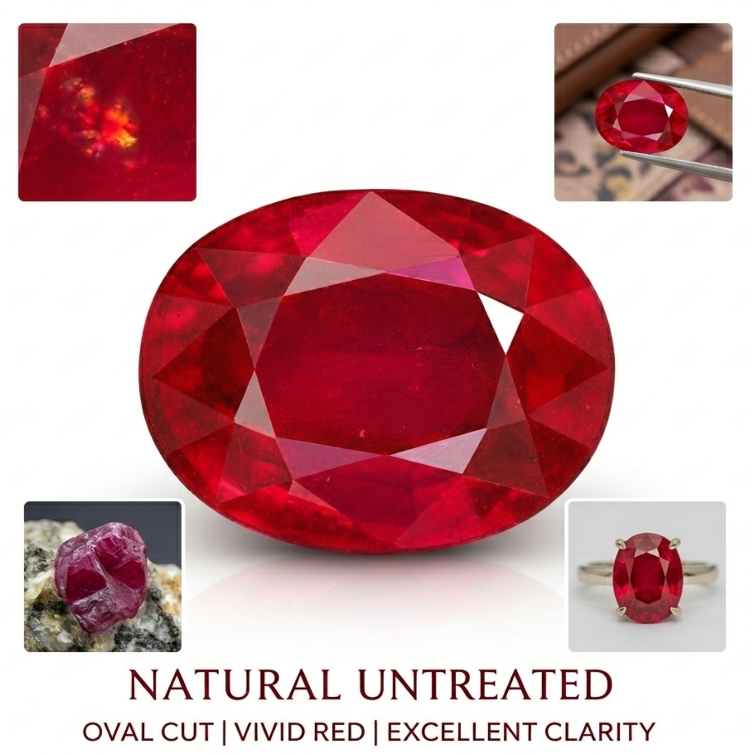 Natural Ruby Gemstone – Oval Cut Deep Red Ruby - Image 3