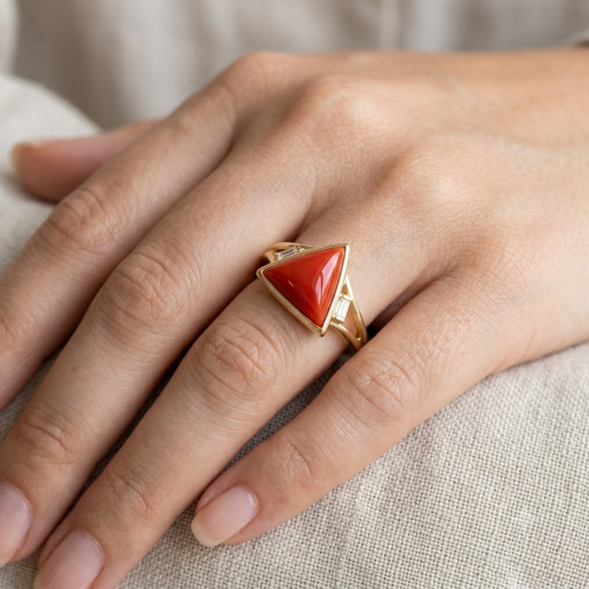 Natural Triangle Red Coral (Moonga) 9 Ratti Gemstone - Image 5