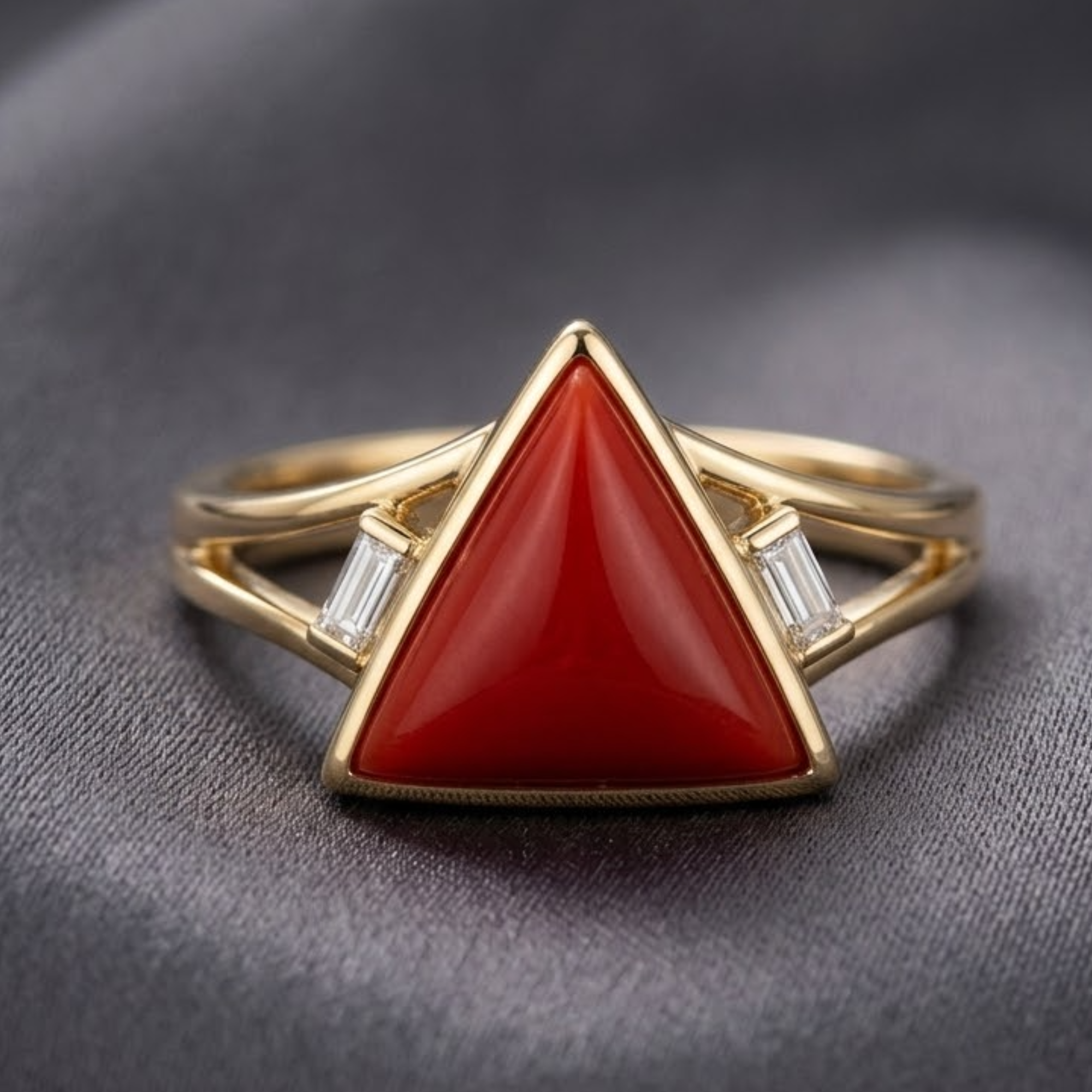 Natural Triangle Red Coral (Moonga) 9 Ratti Gemstone - Image 4