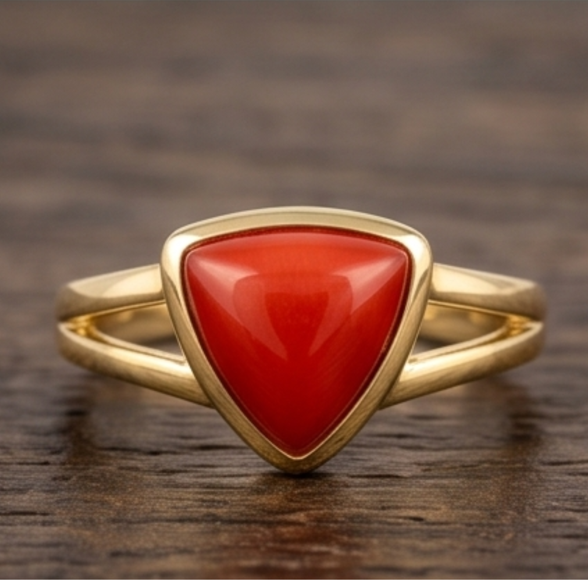 Natural Triangle Red Coral (Moonga) 7 Ratti Gemstone - Image 3