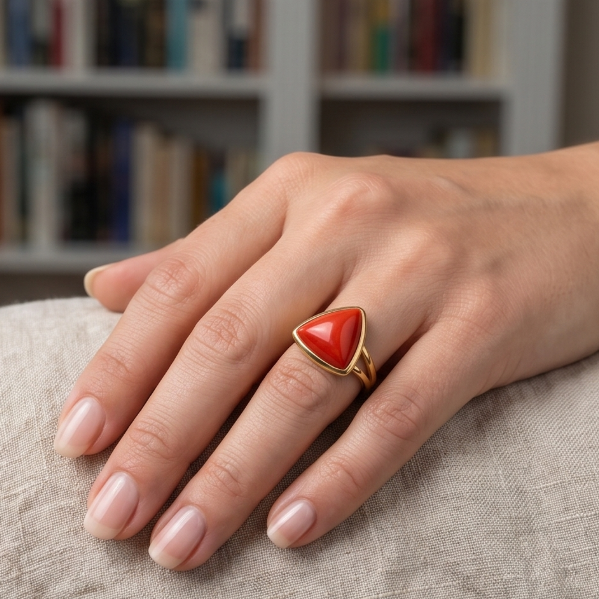 Natural Triangle Red Coral (Moonga) 7 Ratti Gemstone - Image 4